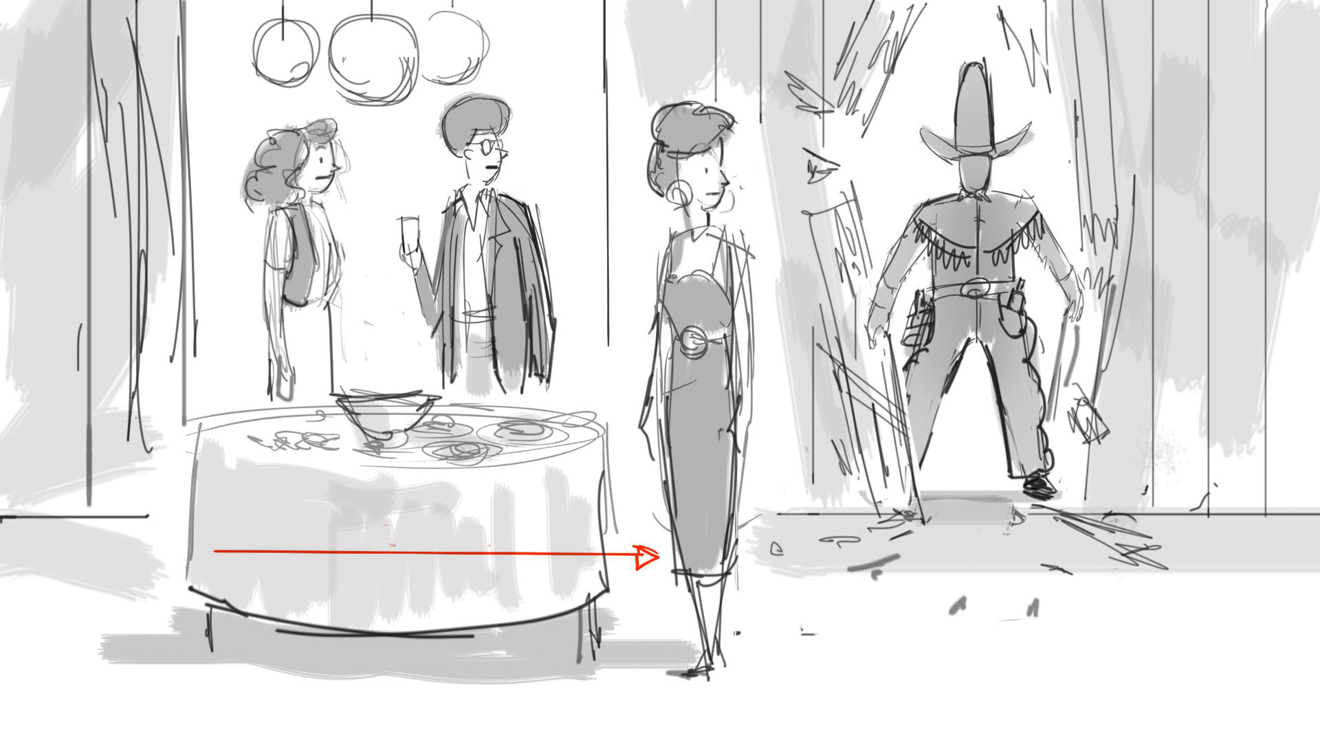 MaMa/Texas Pete action storyboard